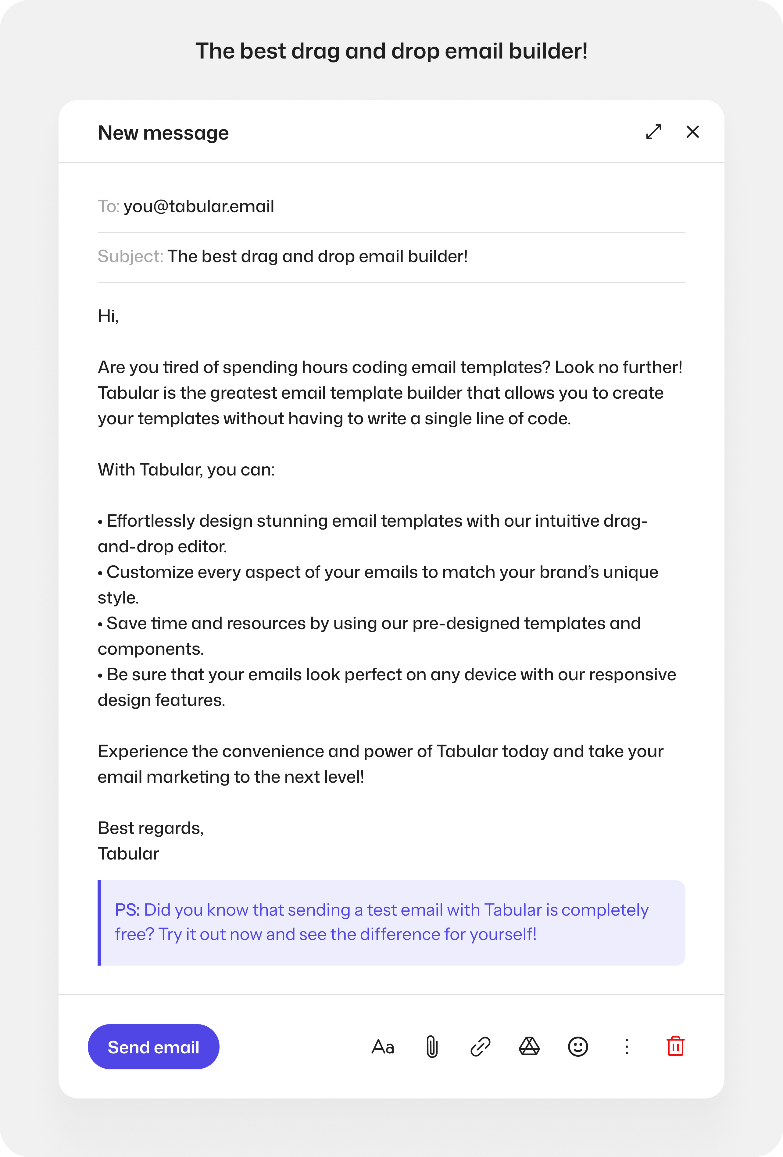 Postscript (P.S.) section in an email.